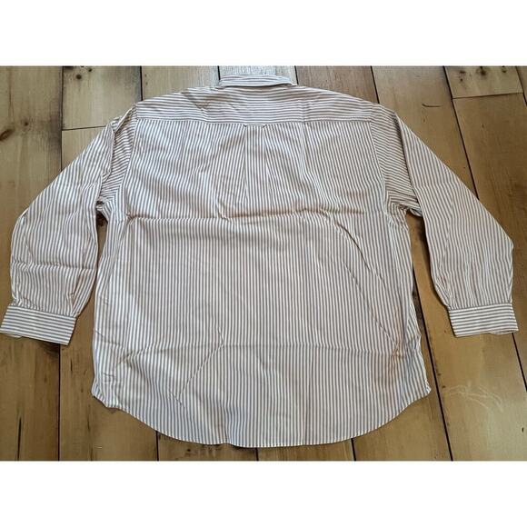 Woods & Woods Men's Button Down striped shirt. Brown/white. Logo. XL - Picture 2 of 7